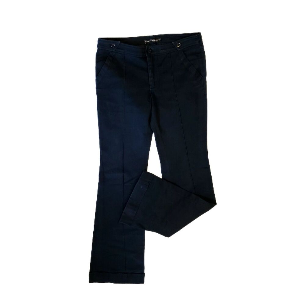 Balenciaga (Authentic) Dark Blue Mid-Rise Bootcut Dress Pants, Size EU 38/US 8
